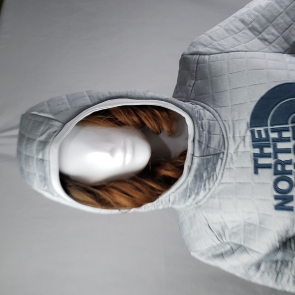 The North Face Womens Large Pull Over Quilted Hoodie Sweater Grey - Picture 4 of 6